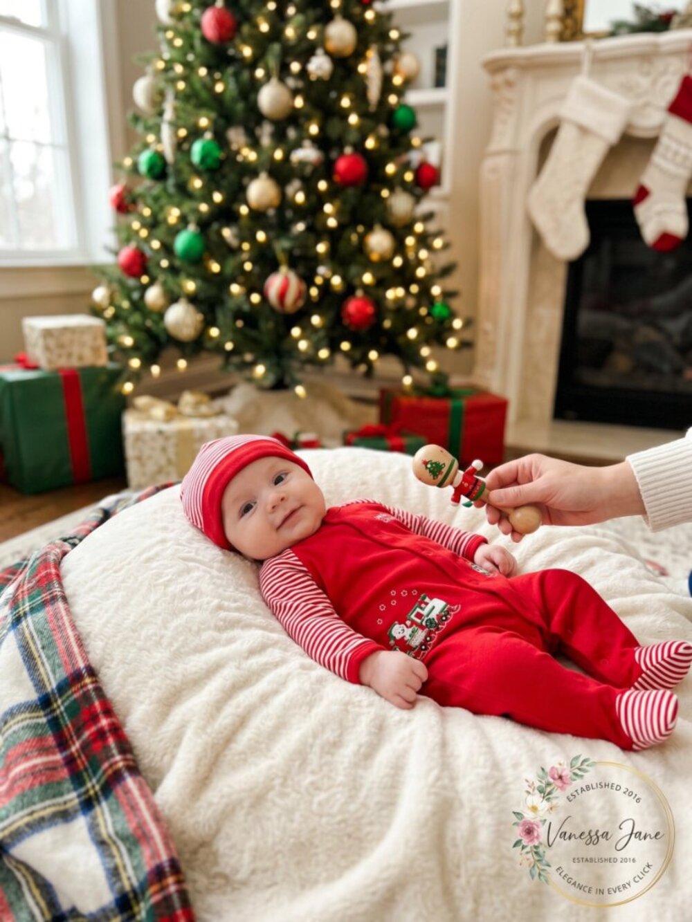 LITTLE Me Baby Boys Red Christmas Train Footies and Hat Set Infant 3 months